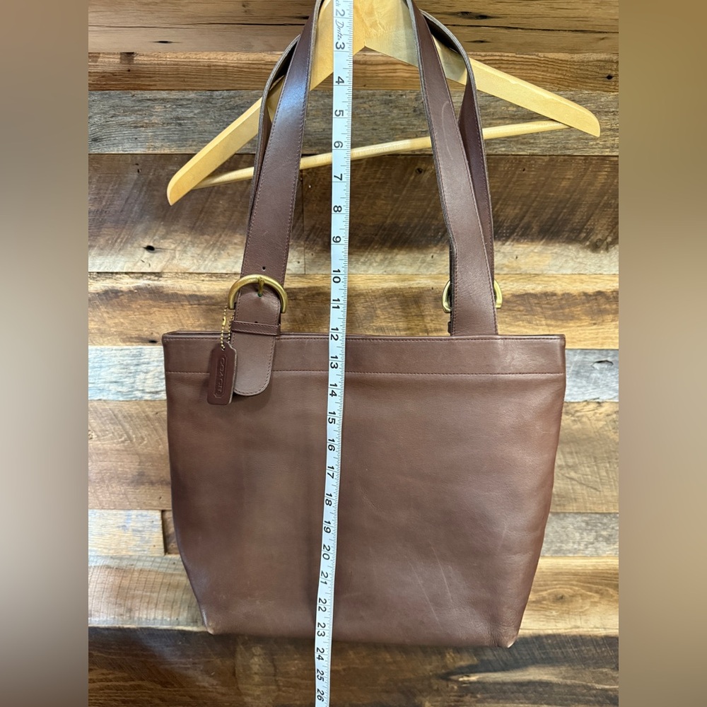 Coach Chocolate Brown Leather Tote with Brass Hardware - Picture 4 of 12